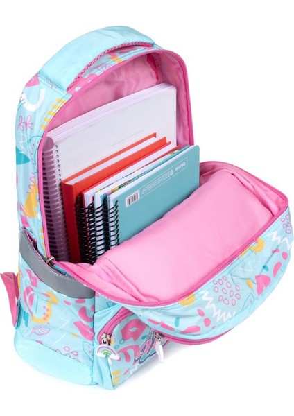 Unicorn Figürlü Çok Bölmeli Ilkokul Sırt Çantası ve Beslenme Çantası