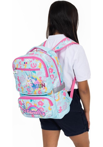 Unicorn Figürlü Çok Bölmeli Ilkokul Sırt Çantası ve Beslenme Çantası