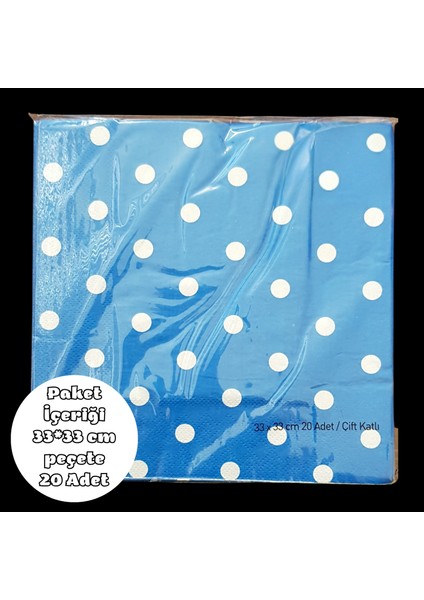 Koyu Mavi Beyaz Puanlı Peçete 33*33 cm 20 Adet