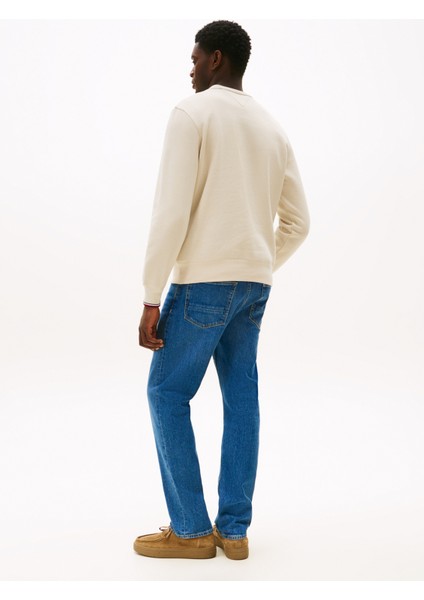 Bisiklet Yaka Bej Erkek Sweatshırt MW0MW37471ACG_SMALL Tommy Logo Crew modelleri