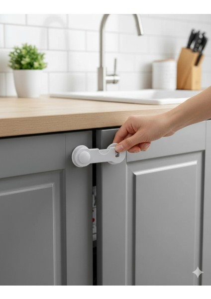 Bebek Güvenlik Dolap Kilidi | Yapışkanlı, Delmeden Takılan Çok Amaçlı Çocuk Koruma Kilidi