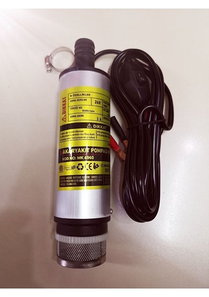 24 Volt Mini Küçük Mazot Aktarma Pompası Sıvı Transfer Pompası Dalgıç Pompa 51 mm Su Mazot-Yağ-Süt
