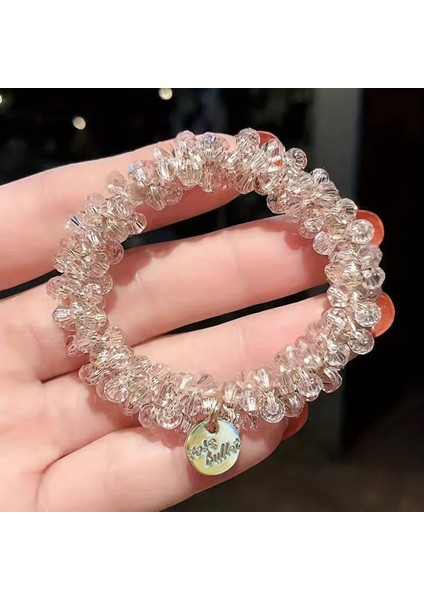 Kadın Kristal Taşlı Gold Detaylı Lastik Toka