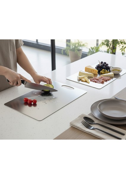 Paslanmaz Çelik Kesme & Sunum Tahtası 304 Malzeme 23X34 cm fiyatları