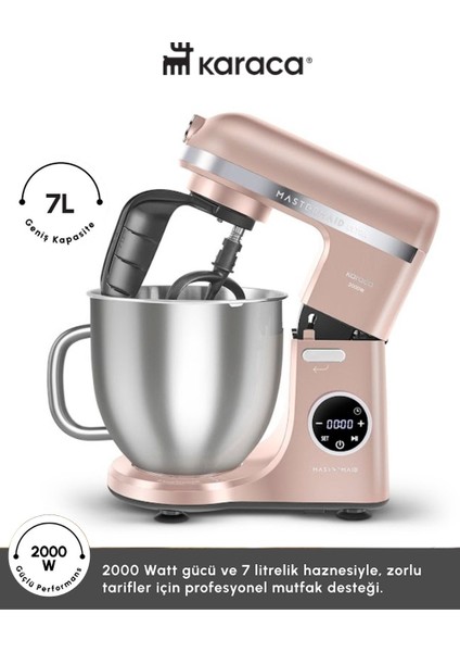2000W Yüksek Güçlü ve 7 Litrelik Büyük Hazneli Dijital Ekranlı Çırpma, Karıştırma ve Hamur Yoğurma Makinesi & Mutfak Şefi + Hassas Mutfak Tartı