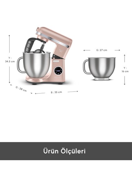 2000W Yüksek Güçlü ve 7 Litrelik Büyük Hazneli Dijital Ekranlı Çırpma, Karıştırma ve Hamur Yoğurma Makinesi & Mutfak Şefi + Hassas Mutfak Tartı fiyatları