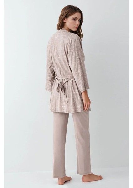 Kadın Giyim Modal 3 Parça Vizon Sabahlık & Pijama Takımı L1.PC.9099.001 modelleri