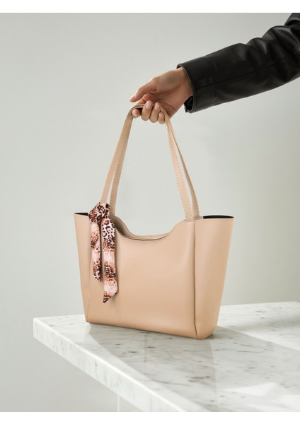 Lumi Kadın Fular Hediyeli Fermuarlı Mıknatıs Kapamalı Shopper El ve Omuz Çantası modelleri