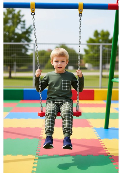 Erkek Çocuk Pamuklu Örme Ekose Desenli Uzun Kollu Pijama Takımı Kaliteli Şık Rahat modelleri