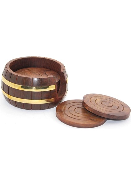 Pirinç Yuvarlak Ahşap Bardak Altı W431