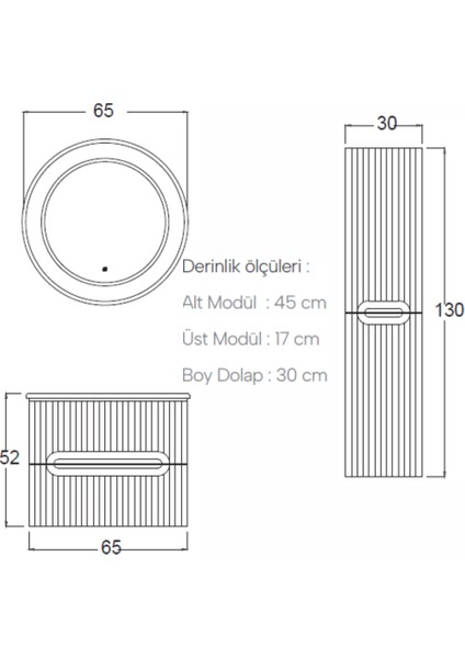 Blue Banyo Dolabı 65 cm (Boy Dolabı Dahil Değildir.) modelleri