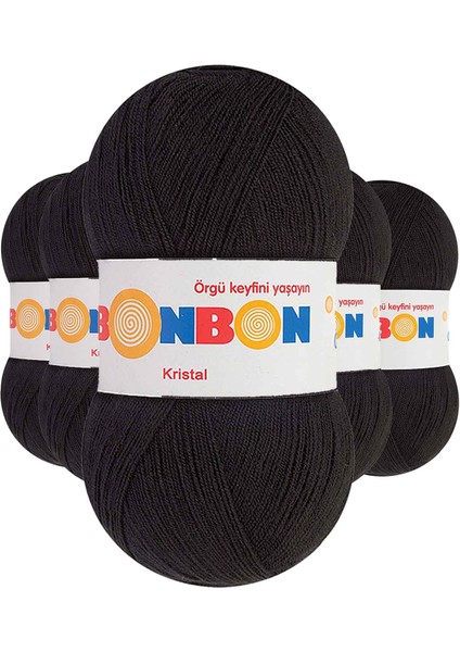 5 Adet Kristal El Örgü Lif Ipi Siyah 98206