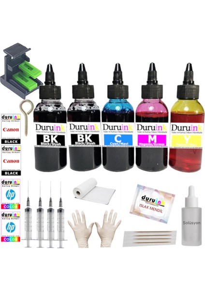 Duruınk Canon TS3750I PG-575 CL-576 Kartuş Dolum Seti 5 Li Set 5X100ML Renkli Mürekkep