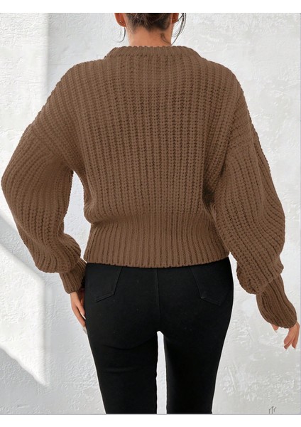 Kadın Kalın Örgü Balon Kol Triko Kazak fiyatları