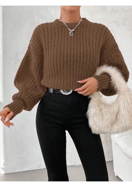 Kadın Kalın Örgü Balon Kol Triko Kazak modelleri
