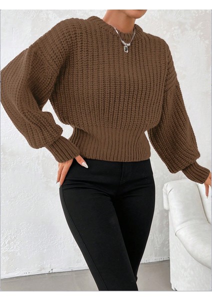 Kadın Kalın Örgü Balon Kol Triko Kazak indirimleri