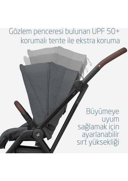 Leona2-Pebble 360 Pro Tek Elle Katlanabilen Çift Yönlü Seyahat Sistem Bebek Arabası Grap