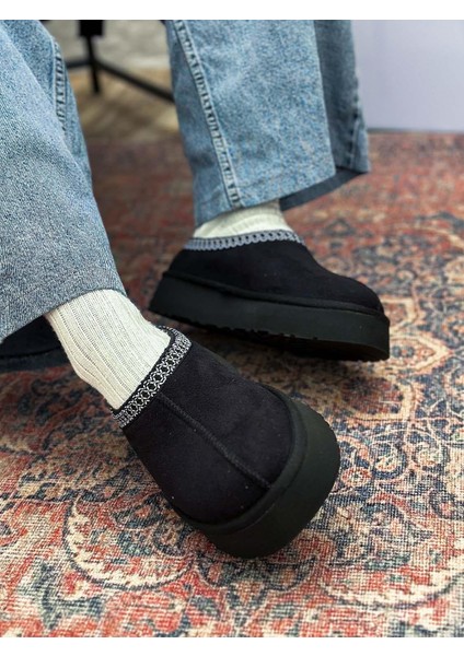 Yula Içi Kürklü Işleme Detaylı Siyah Süet Kadın Bot indirimleri