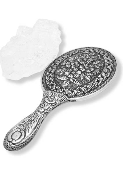 El Işçiliği Motifli Büyük Boy Gümüş El Aynası