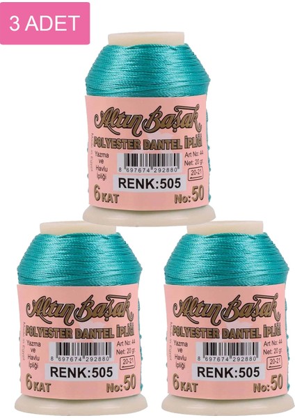 3 Adet Altınbaşak Oya ve Dantel Ipi 20 gr - Royaleks - No: 505