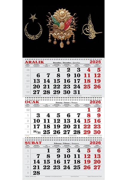 2026 Yılı Gemici Takvimi-Osmanlı Arması ve Tuğra