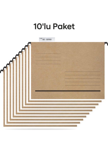 kart ASD2003 Plastik Çubuklu Askılı Telli Dosya 10'lu Paket