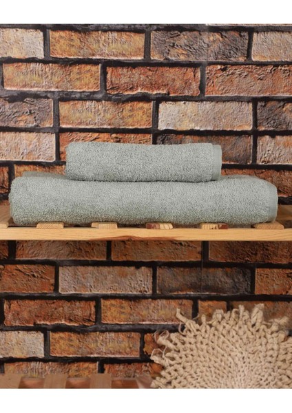 2 Parça &AMP;#37;100 Pamuklu Soft Lüx Banyo Havlu Seti Yeşil
