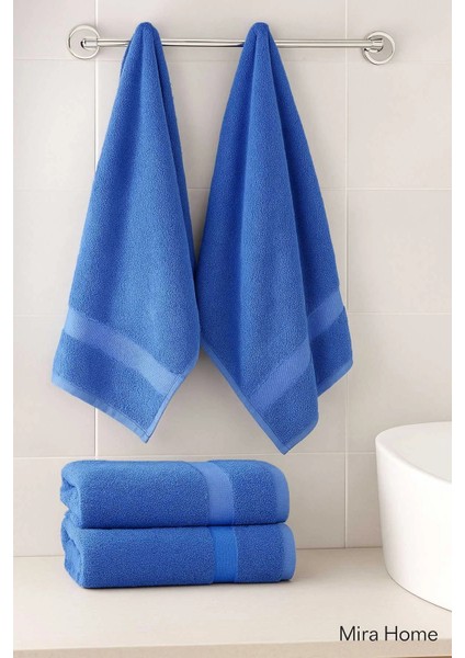 4 Parça Ekonomik Banyo Havlu Takımı &AMP;#37;100 Pamuklu Quickdry Mavi Mavi fiyatları
