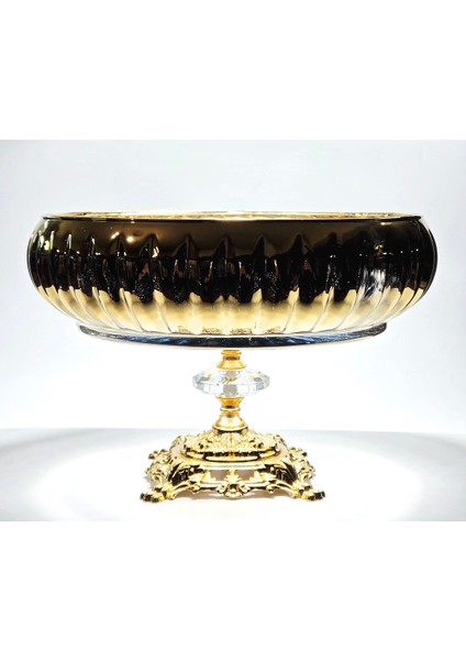 El Yapımı Titanyum Kaplama Gold Dekoratif Sunumluk Meyvelik Kase