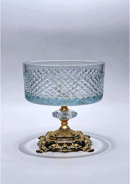 16CM Kesme Kristal Karizma Dekor Metal Ayak Cam Kase Karizma modelleri