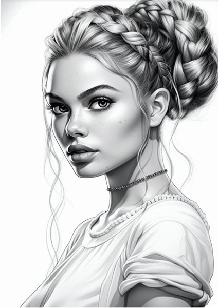 Güzel Kadınlar Gri Tonlamalı Boyama Kitabı modelleri