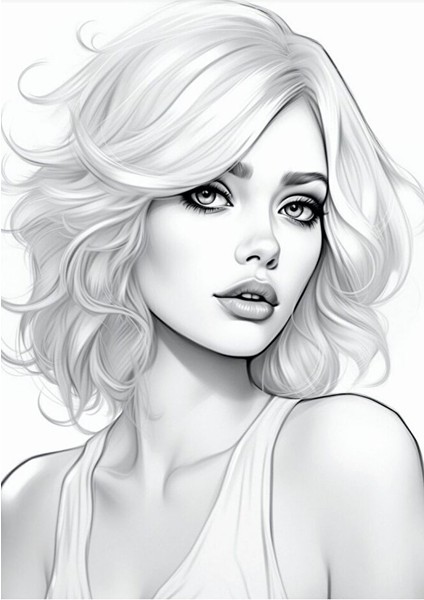 Güzel Kadınlar Gri Tonlamalı Boyama Kitabı indirimleri