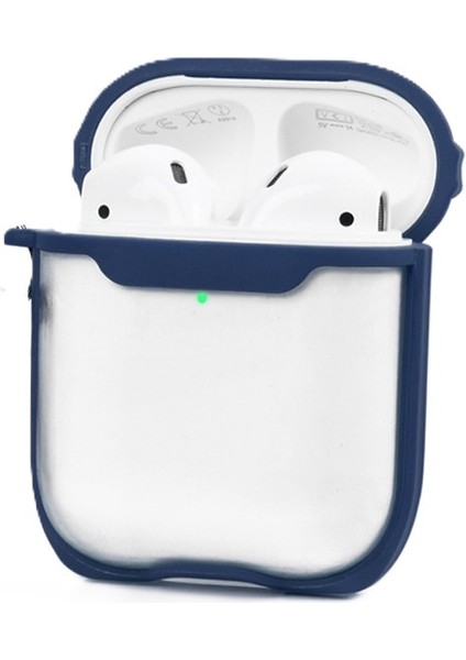 Apple Airpods 1. ve 2. Nesil Uyumlu Buzlu Transparan Renkli Çizgili Kılıf Bumper Koruma Kabı Hybrid modelleri