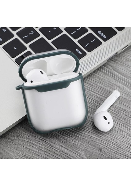 Apple Airpods 1. ve 2. Nesil Uyumlu Buzlu Transparan Renkli Çizgili Kılıf Bumper Koruma Kabı Hybrid
