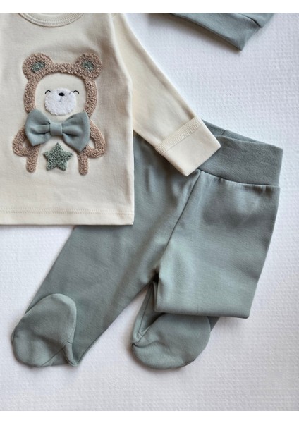 %100 Pamuklu 0-3 Ay Yenidoğan Bebek Hastane Çıkışı 3lü Set modelleri