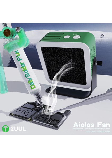 2uul DA98 Aiolos Şarjlı Karbonfiltre Lehim Duman Emici + Anakart Soğutucu Fan ve Mikroskop Yan Işığı fiyatları