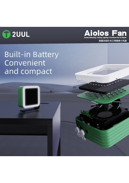 2uul DA98 Aiolos Şarjlı Karbonfiltre Lehim Duman Emici + Anakart Soğutucu Fan ve Mikroskop Yan Işığı modelleri