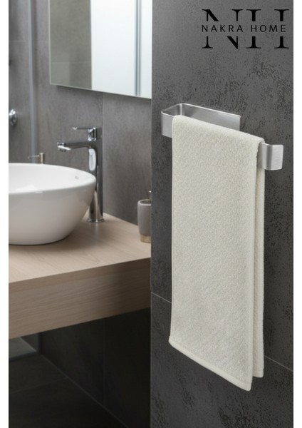 3'lü Set (Paslanmaz Çelik Yapışkanlı Havlu Askılığı, Tuvalet Kağıtlığı ve 2'li Askılık) Yapışkanlı