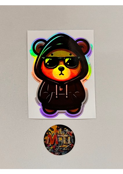 Ayıcık - Araba Motosiklet Kask Laptop Cam Etiket Baskı 7,5X10CM