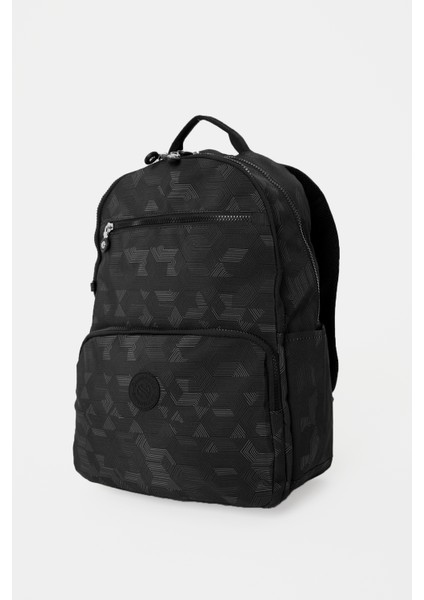 Sanmorris Glc Unisex 3060 Suya Dayanıklı Orta Boy Krinkıl Kumaş Çok Gözlü Siyah Laptop Okul ve Seyahat Sırt Çantası