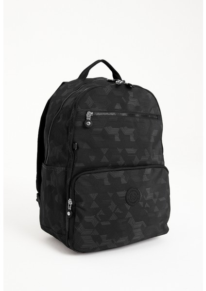 Sanmorris Glc Unisex 3060 Suya Dayanıklı Orta Boy Krinkıl Kumaş Çok Gözlü Siyah Laptop Okul ve Seyahat Sırt Çantası modelleri