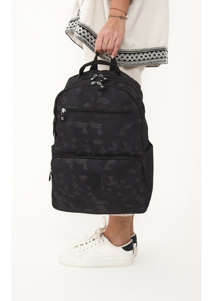 Sanmorris Glc Unisex 3060 Suya Dayanıklı Orta Boy Krinkıl Kumaş Çok Gözlü Siyah Laptop Okul ve Seyahat Sırt Çantası fırsatları