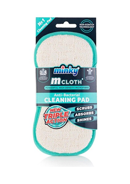 4 Adet Minky Mcloth Üç Etkili Anti-Bakteriyel Temizlik Pedi Turkuaz