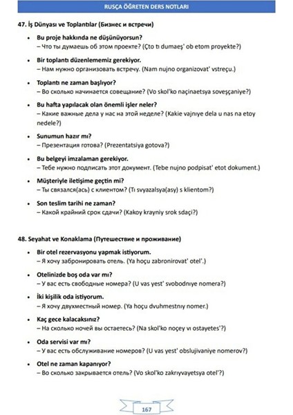 Rusça Öğreten Ders Notları modelleri