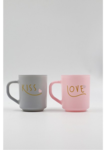 3 Adet Rakle Love Kiss Mug Kupa Set 2'li 246 cc