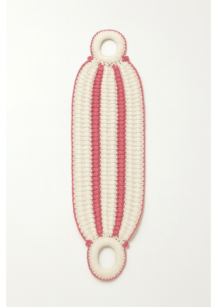 El Yapımı Pudra-Beyaz Çizgili Uzun Lif – Halkalı El Örgüsü Sırt Lifi fiyatları