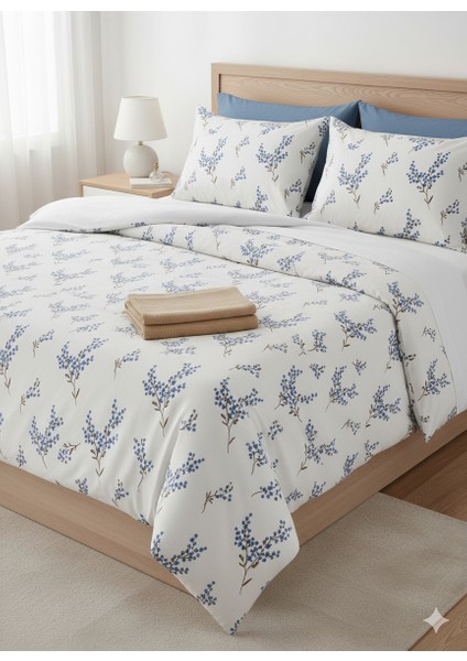 Ranforce Çift Kişilik Nevresim Takımı Fermuarlı Lastikli Çarşaflı 200X220
