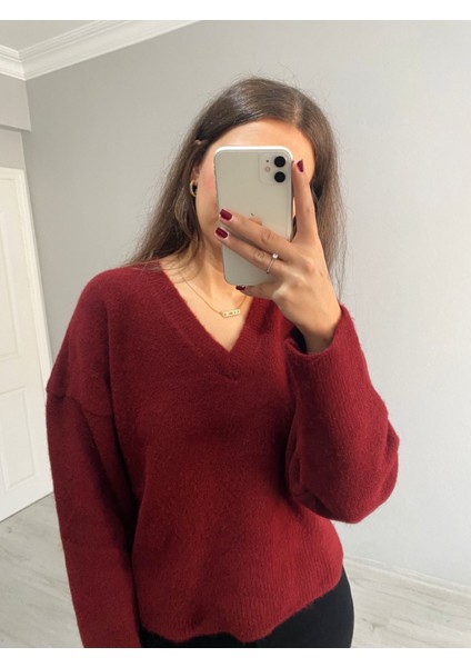 V Yaka Yumoş Uzun Kol Kazak indirimleri