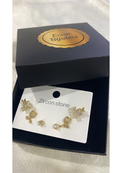 Çelik Altın Kaplama Çoklu Küpe