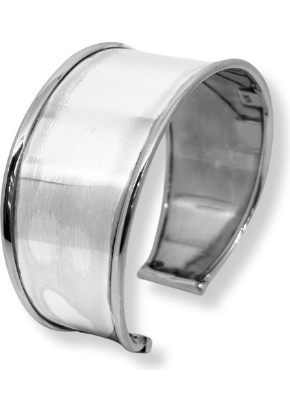 Düz Parlak Ayarlanabilir Kalın Gümüş Bilezik – Model 3